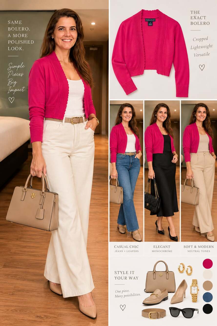 Jessica Howard Bolero Cardigan Size M Pink Open Front Shrug